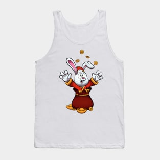 Cute Chinese Rabbit Throwing Gold Coins Tank Top